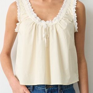 Elegant Cream Lace Trim Women's Top